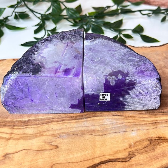 Purple Agate Crystal Bookend Pair - Geode Bookend - Boho Home Decor - Picture 6 of 12